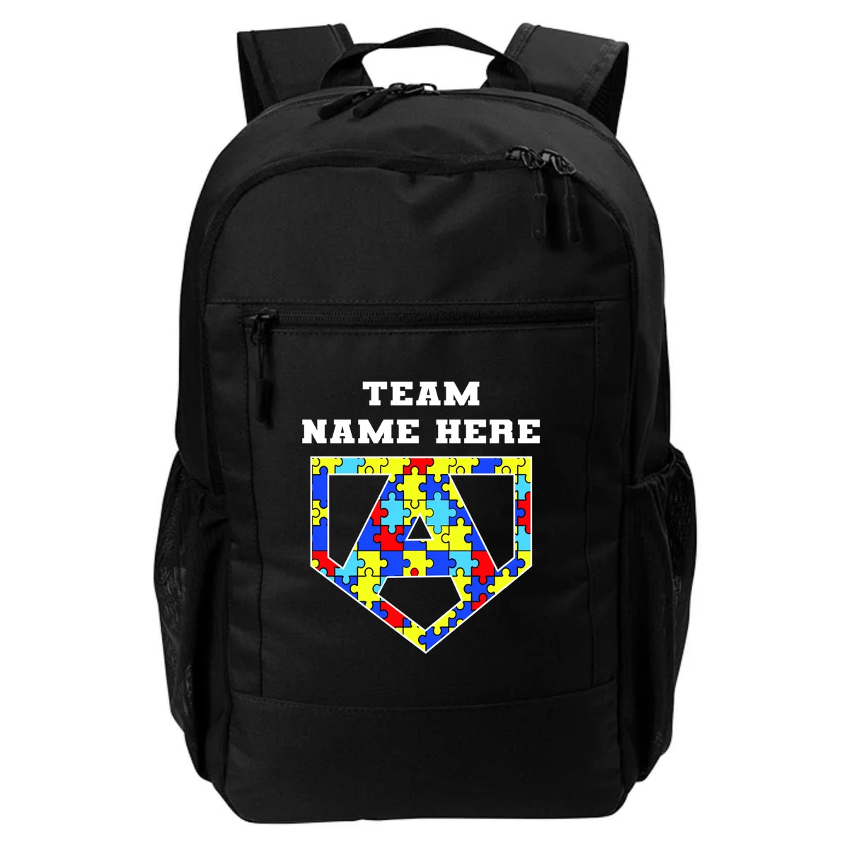 Autism Awareness Personalized Superhero Team Name Custom Backpack - Front