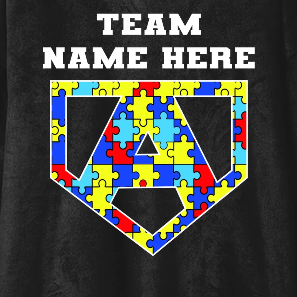 Autism Awareness Personalized Superhero Team Name Custom Hooded Blanket - Front - Close-up