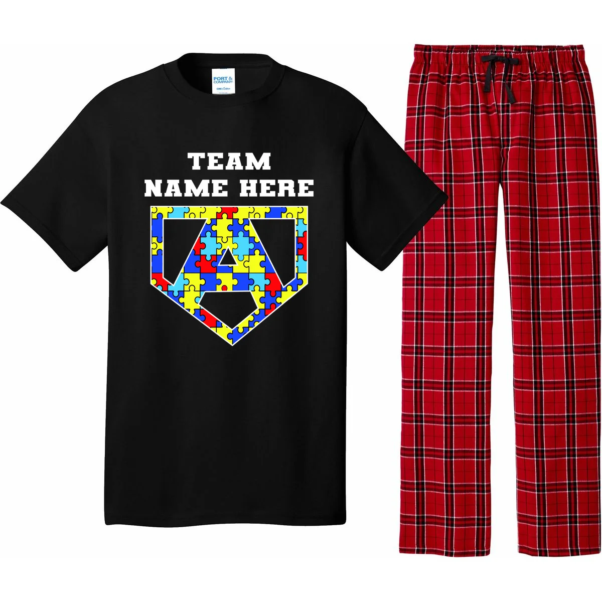 Autism Awareness Personalized Superhero Team Name Custom Pajama Set - Front