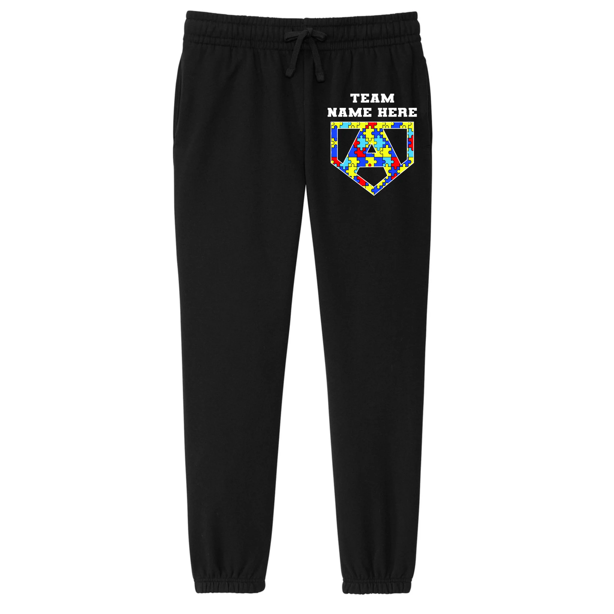 Autism Awareness Personalized Superhero Team Name Custom Women's Fleece Sweatpants - Front