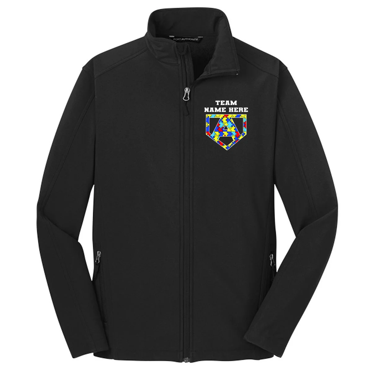 Autism Awareness Personalized Superhero Team Name Custom Men's Soft Jacket - Front