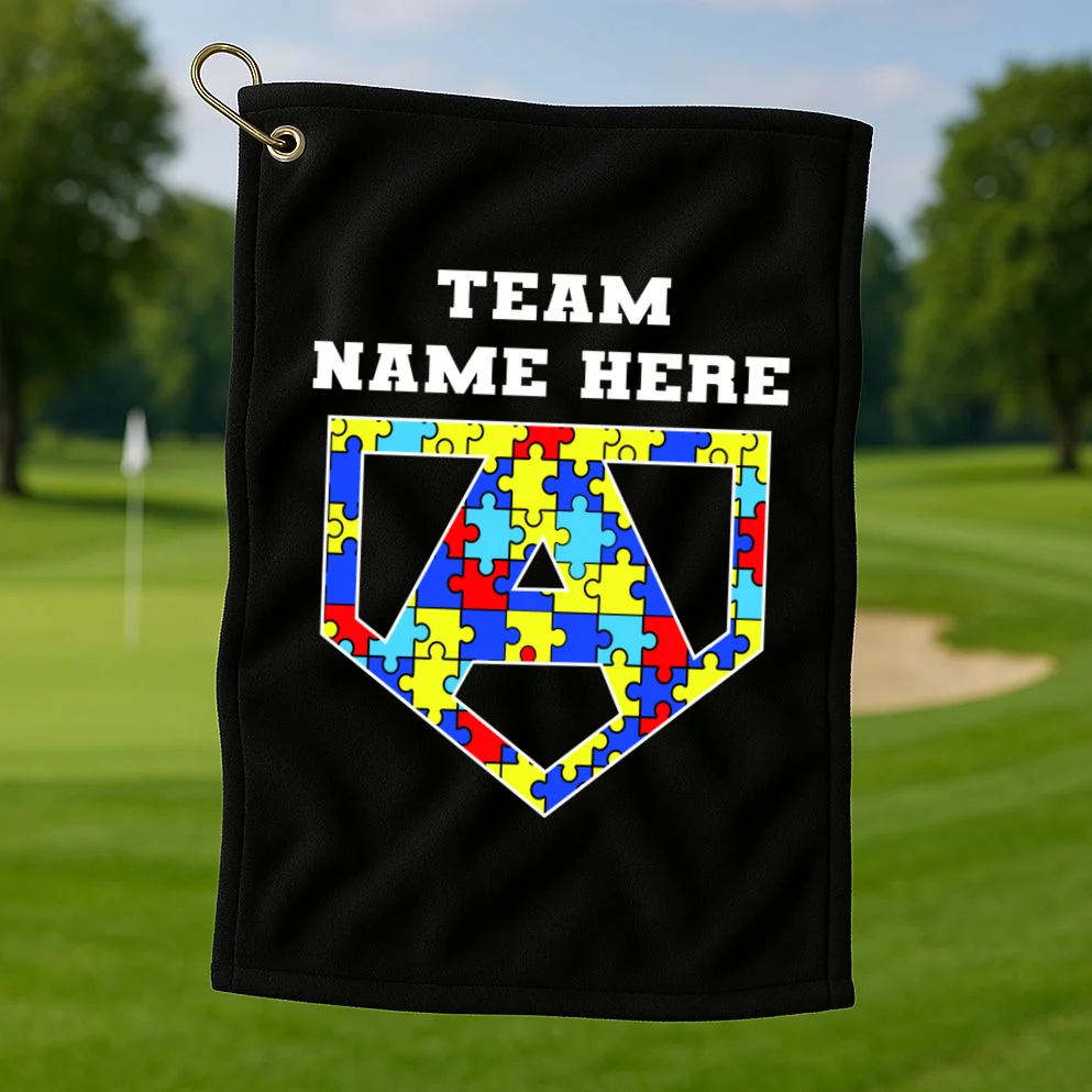 Autism Awareness Personalized Superhero Team Name Custom Golf Towel - Front 1