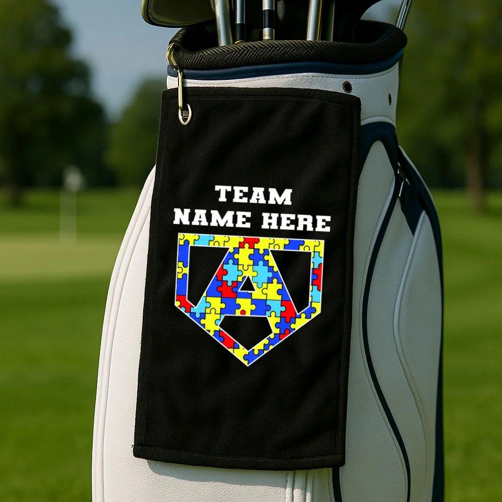 Autism Awareness Personalized Superhero Team Name Custom Golf Towel - Front 2
