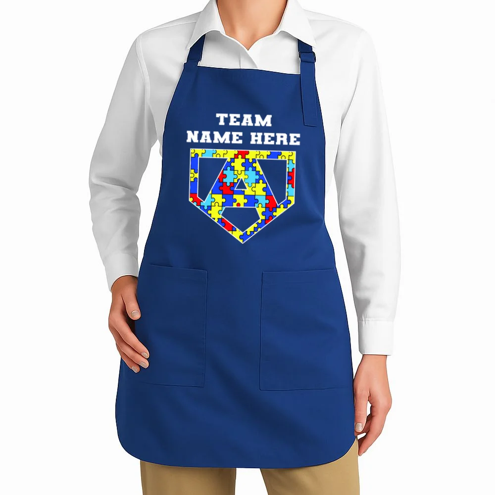 Autism Awareness Personalized Superhero Team Name Custom Apron - Front 1