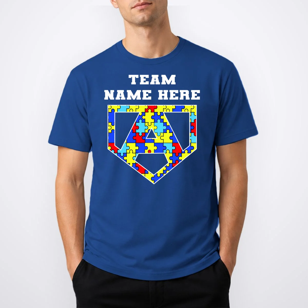 Autism Awareness Personalized Superhero Team Name Custom T-Shirt - Front 1
