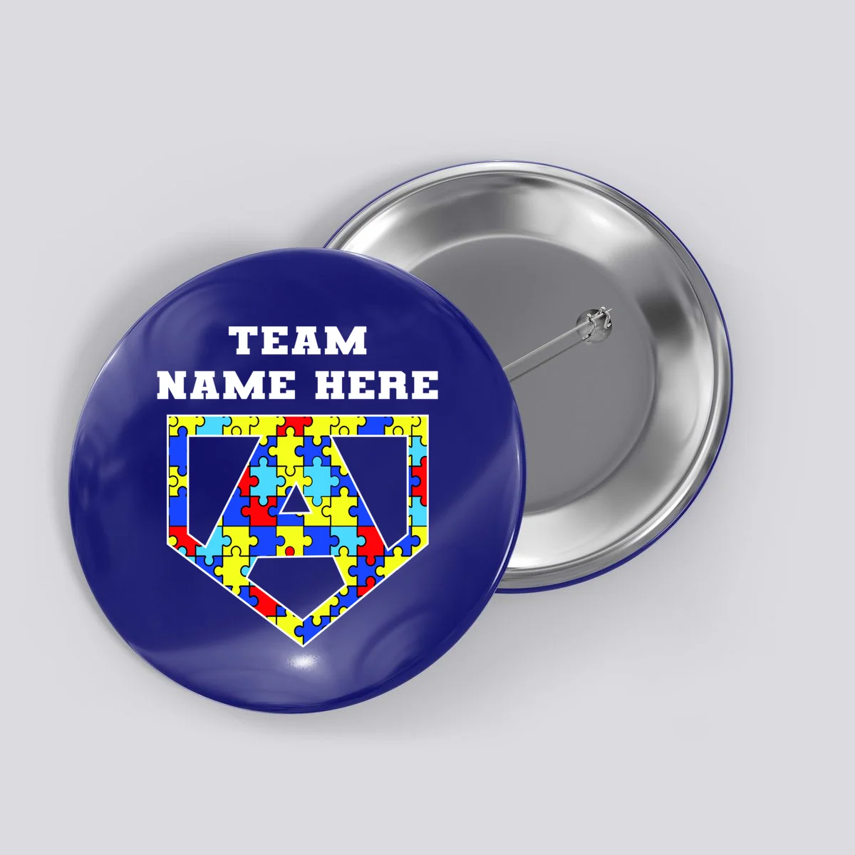 Autism Awareness Personalized Superhero Team Name Custom Button - Front