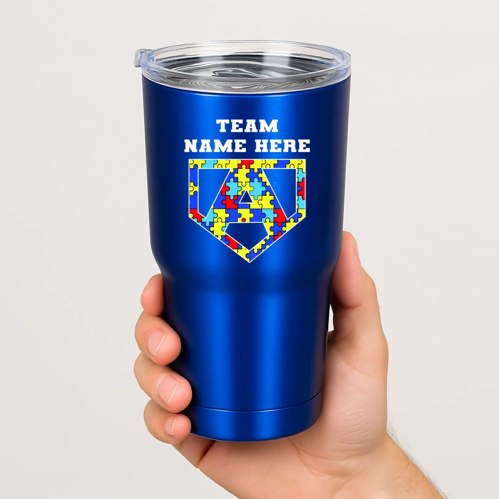 Autism Awareness Personalized Superhero Team Name Custom 20oz Tumbler - Front 1