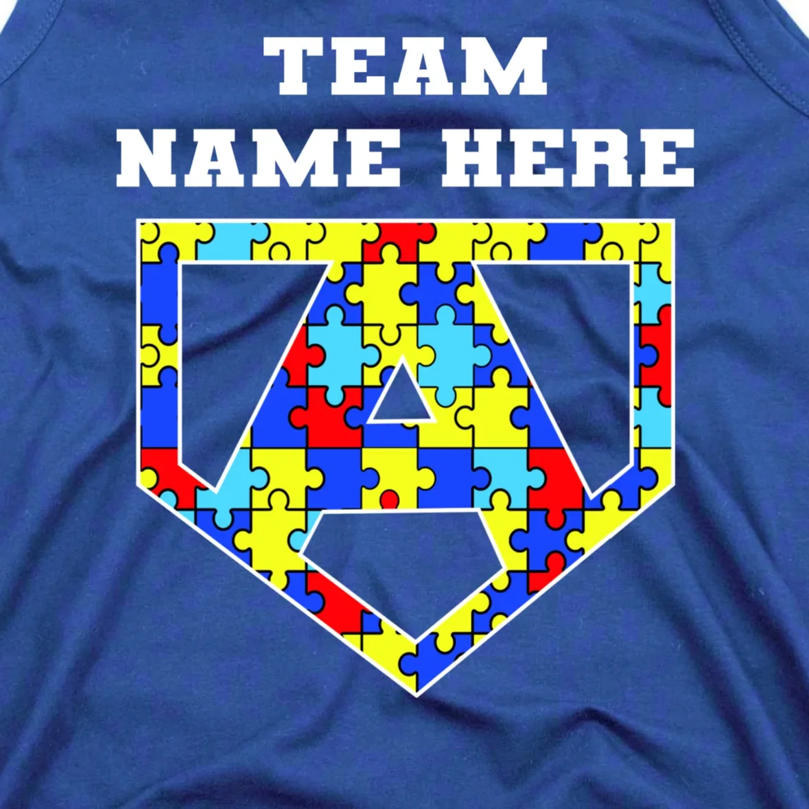Autism Awareness Personalized Superhero Team Name Custom Men's Tank Top - Front - Close-up