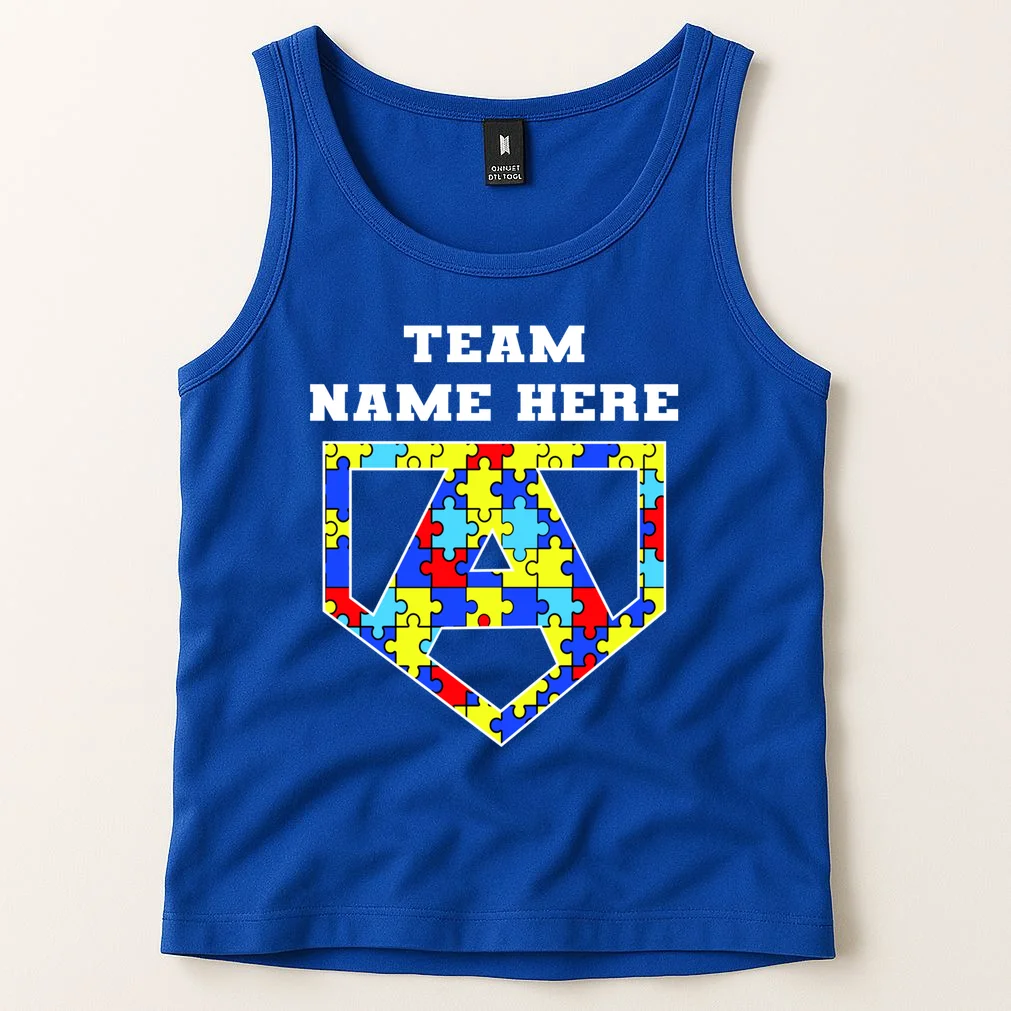 Autism Awareness Personalized Superhero Team Name Custom Tank Top - Front 1