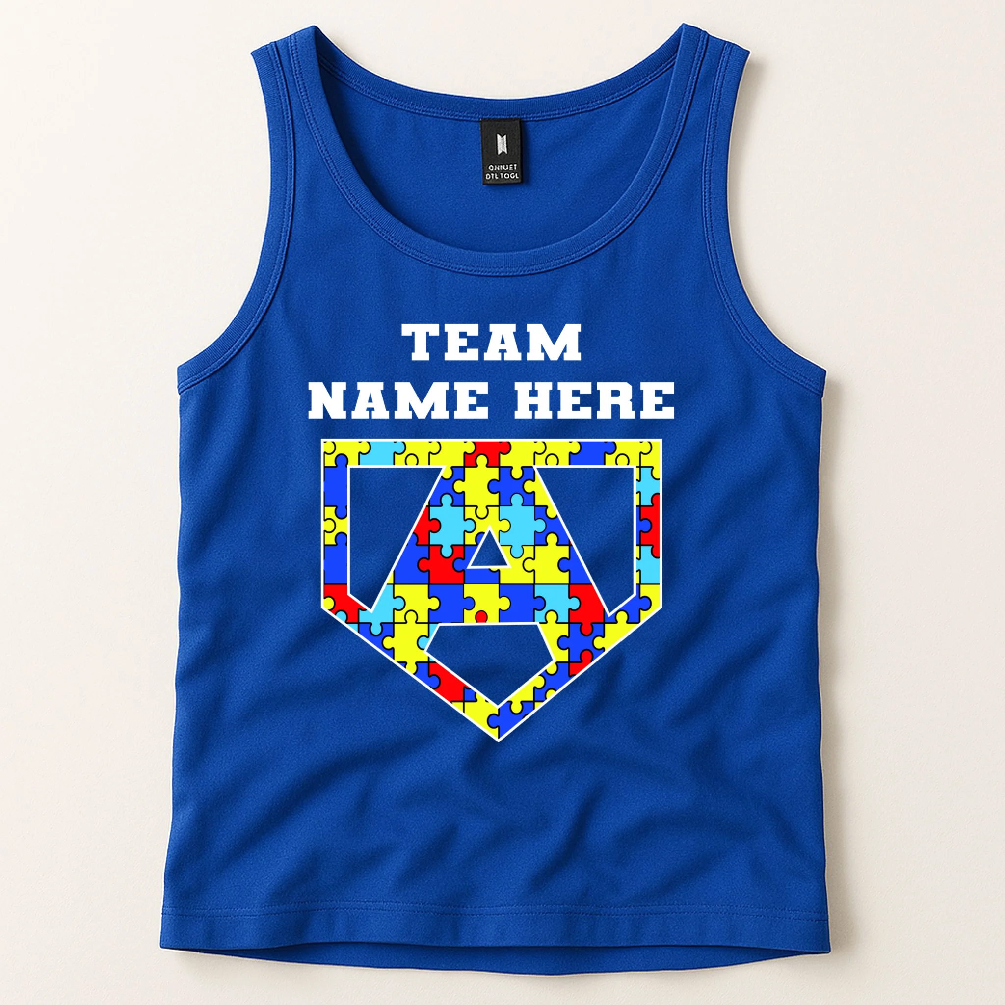 Autism Awareness Personalized Superhero Team Name Custom Men's Tank Top - Front 1