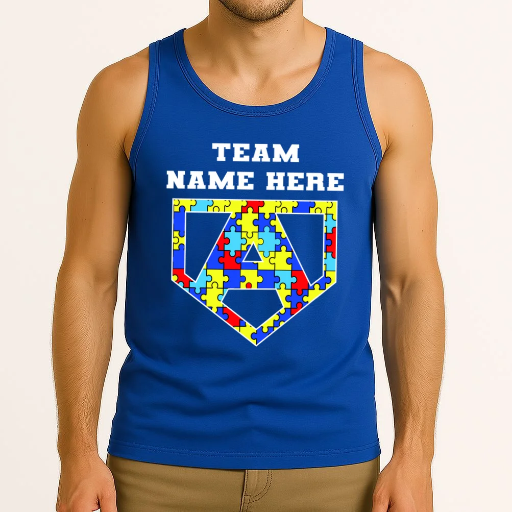Autism Awareness Personalized Superhero Team Name Custom Tank Top - Front 2