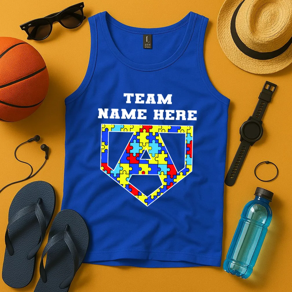 Autism Awareness Personalized Superhero Team Name Custom Tank Top - Front 3