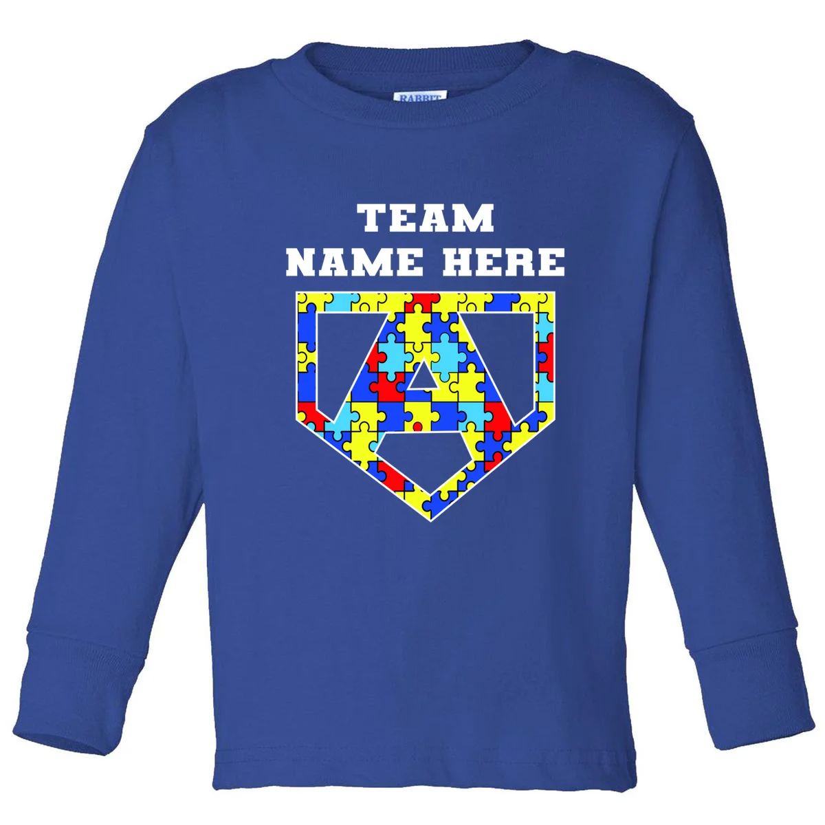 Autism Awareness Personalized Superhero Team Name Custom Toddler Long Sleeve Shirt - Front