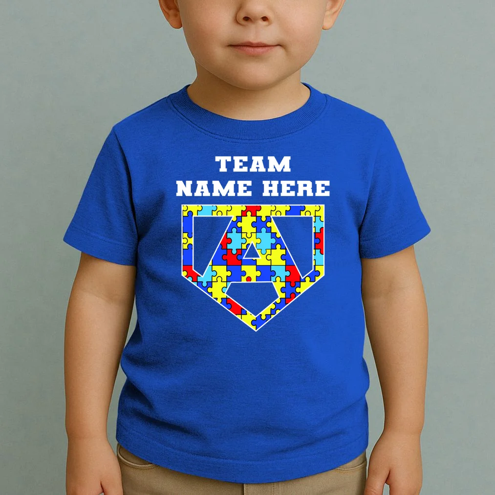 Autism Awareness Personalized Superhero Team Name Custom Toddler T-Shirt - Front 1