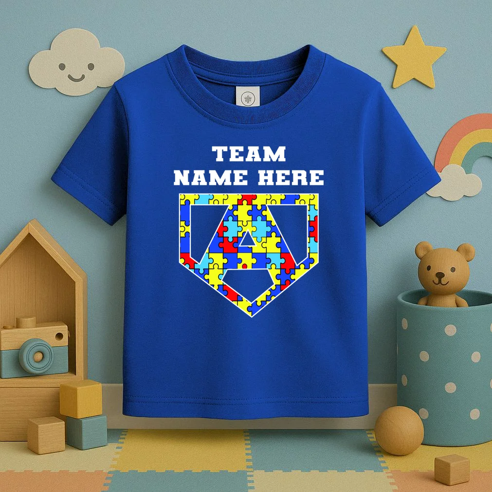 Autism Awareness Personalized Superhero Team Name Custom Toddler T-Shirt - Front 2