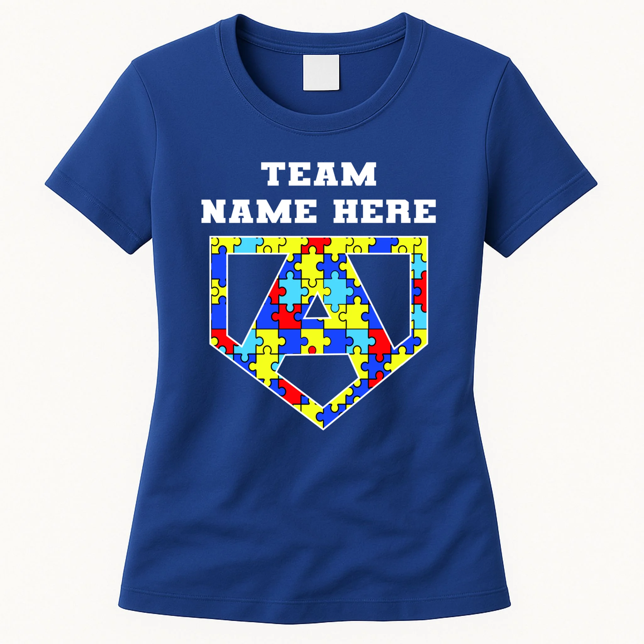 Autism Awareness Personalized Superhero Team Name Custom Women's T-Shirt Front