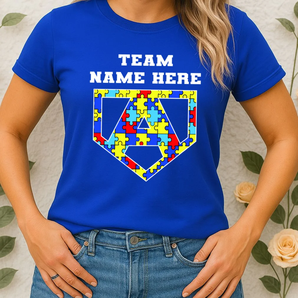 Autism Awareness Personalized Superhero Team Name Custom Women's T-Shirt - Front 1