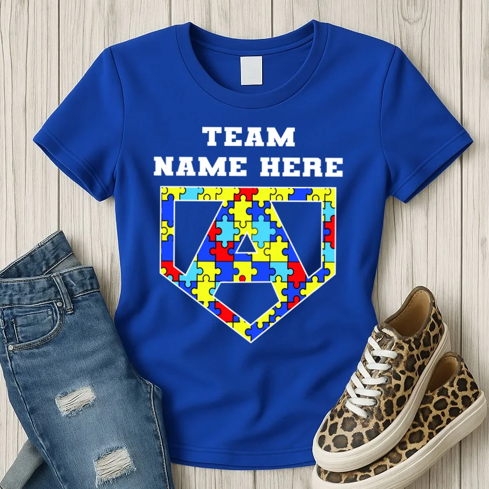 Autism Awareness Personalized Superhero Team Name Custom Women's T-Shirt - Front 2
