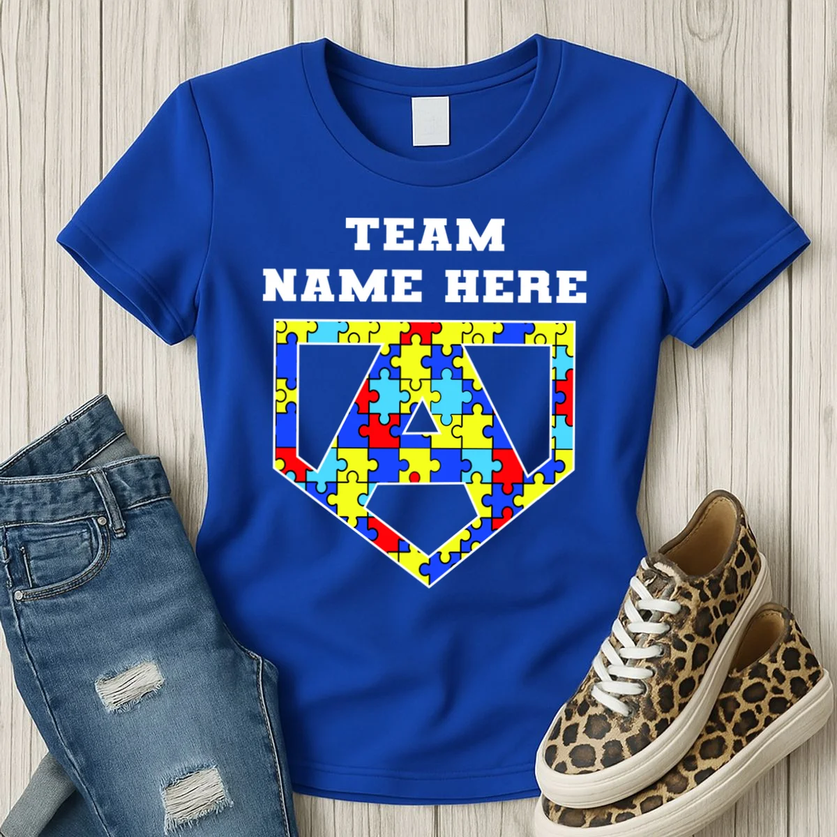 Autism Awareness Personalized Superhero Team Name Custom Women's T-Shirt - Front 2