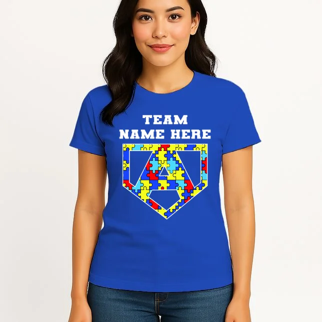 Autism Awareness Personalized Superhero Team Name Custom Women's T-Shirt - Front 3