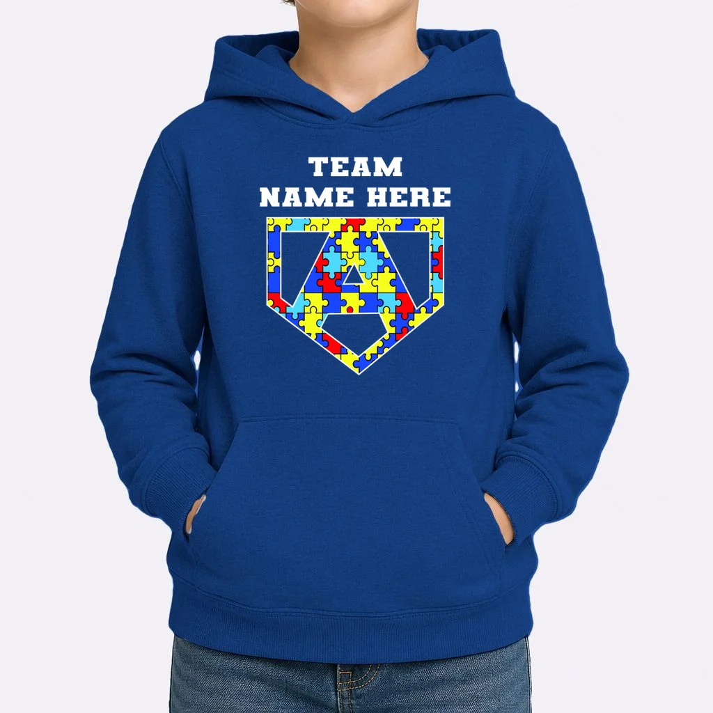 Autism Awareness Personalized Superhero Team Name Custom Kids Hoodie - Front 1