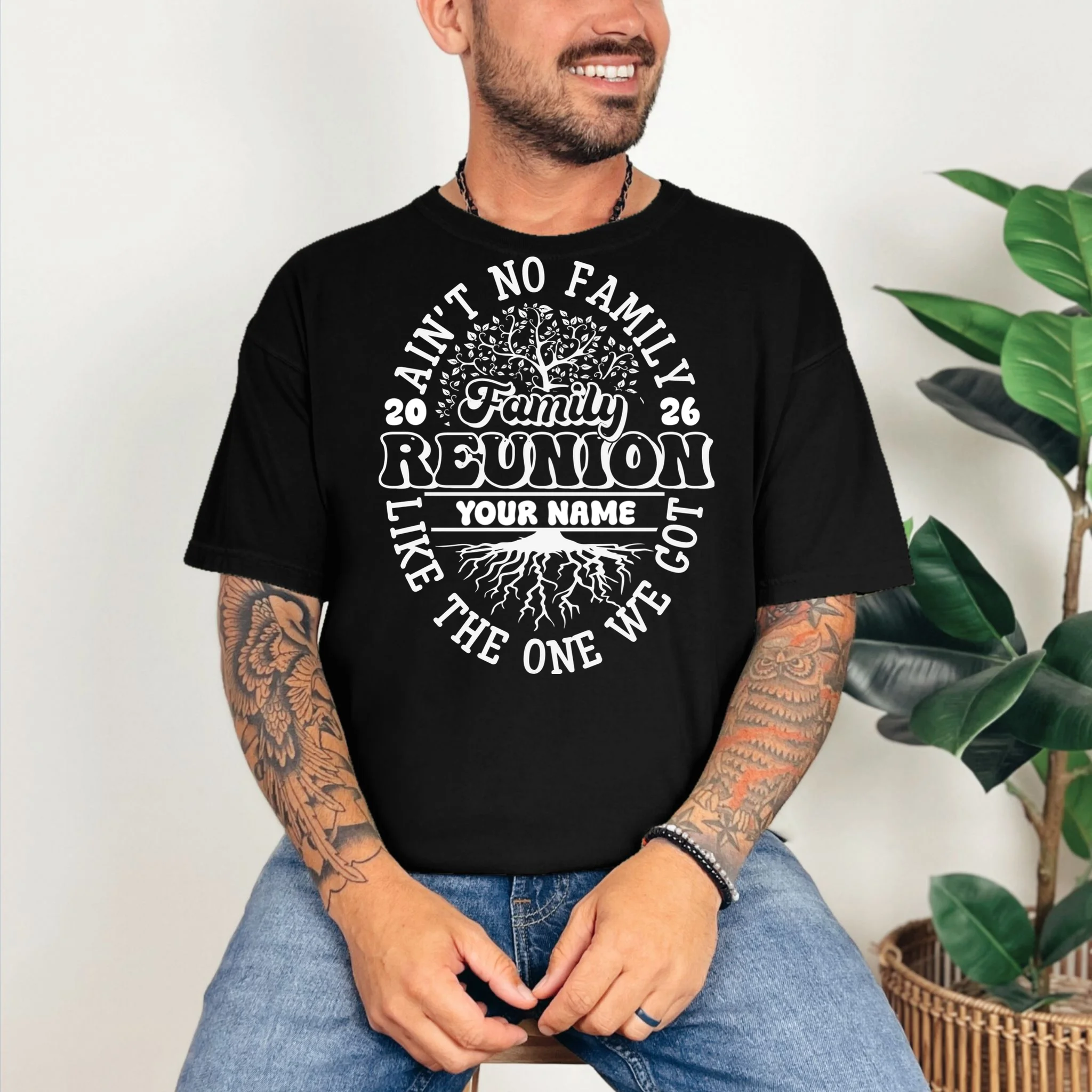 Ain't No Family Like the One We Got Custom Last Name T-Shirt - Front 2