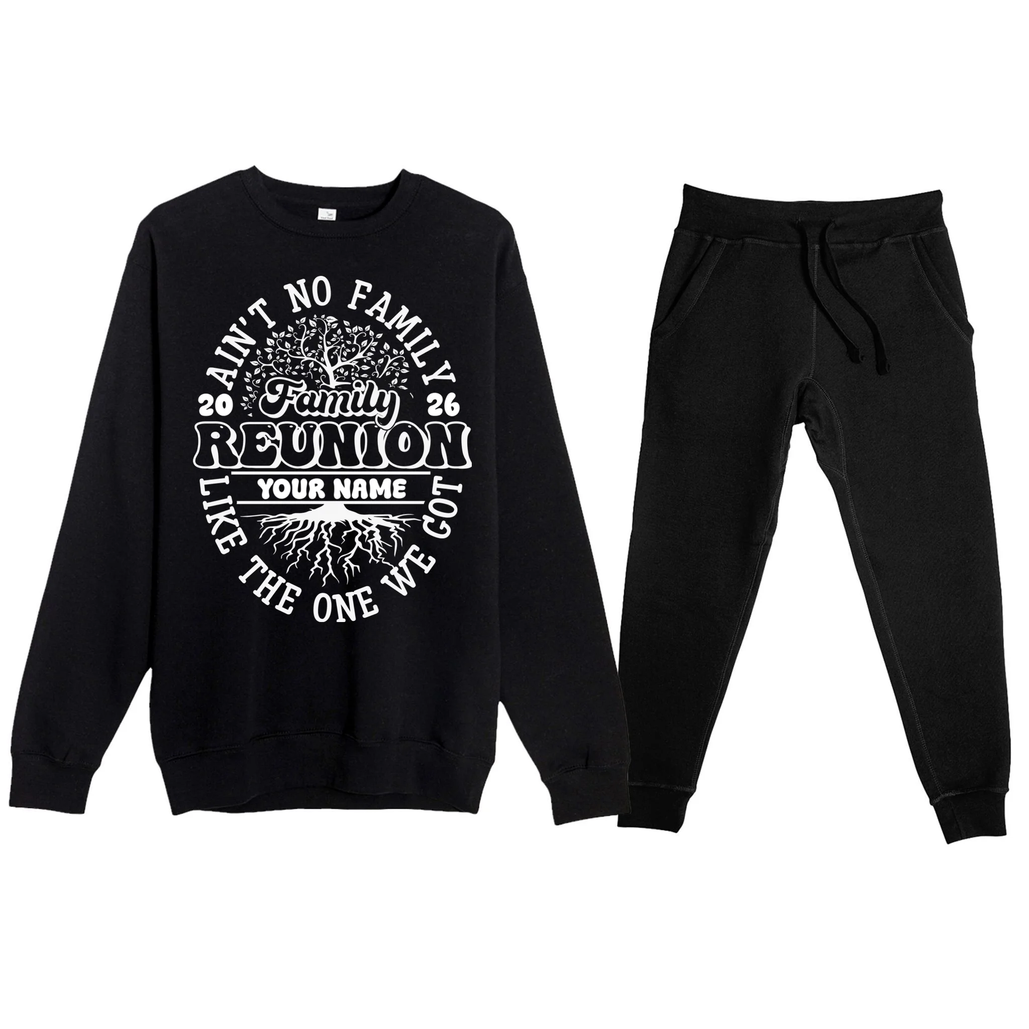 Ain't No Family Like the One We Got Custom Last Name Men's Sweatsuit - Front