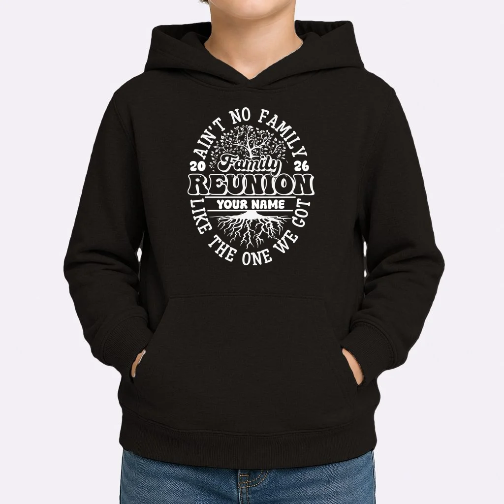 Ain't No Family Like the One We Got Custom Last Name Kids Hoodie - Front 1