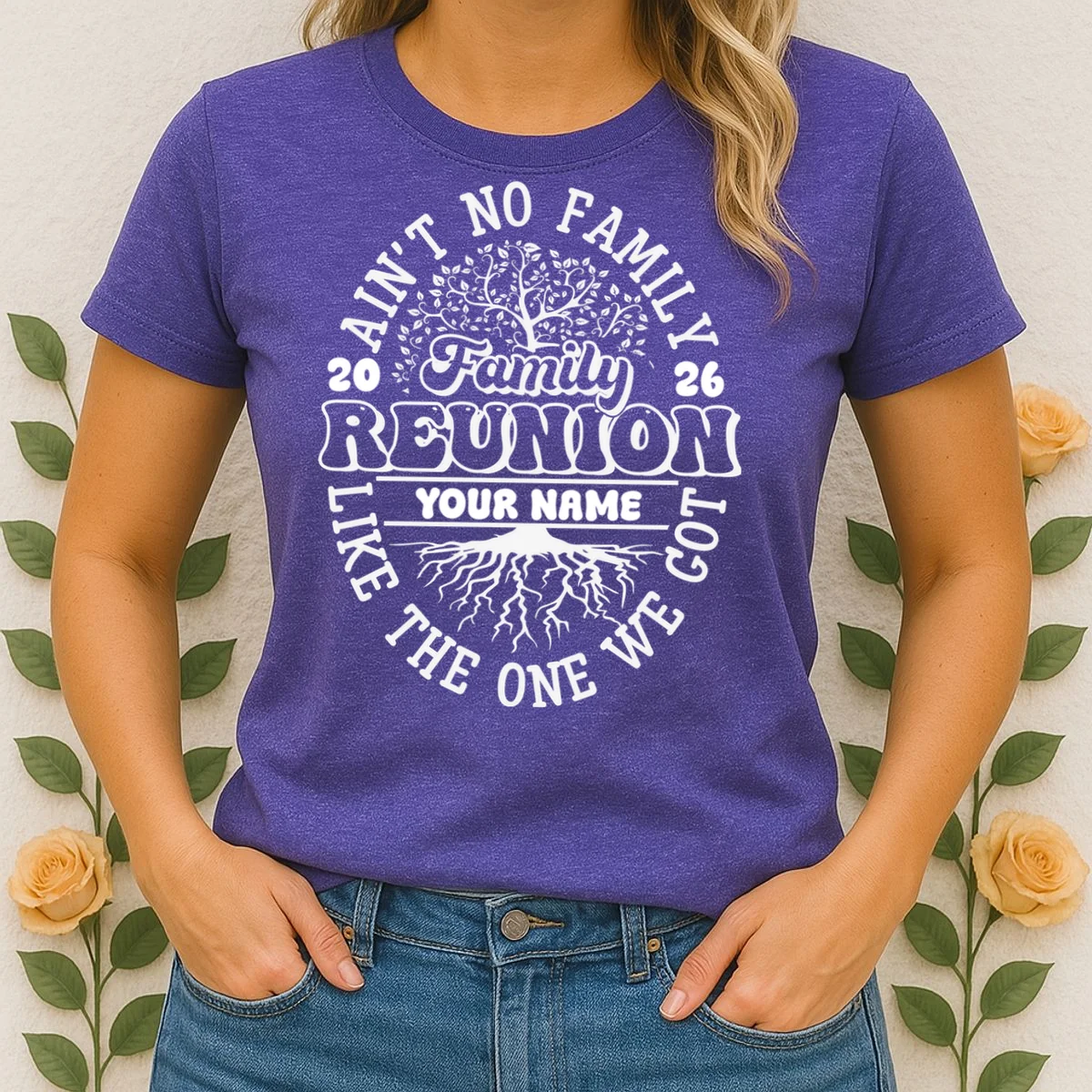 Ain't No Family Like the One We Got Custom Last Name Women's T-Shirt - Front 1