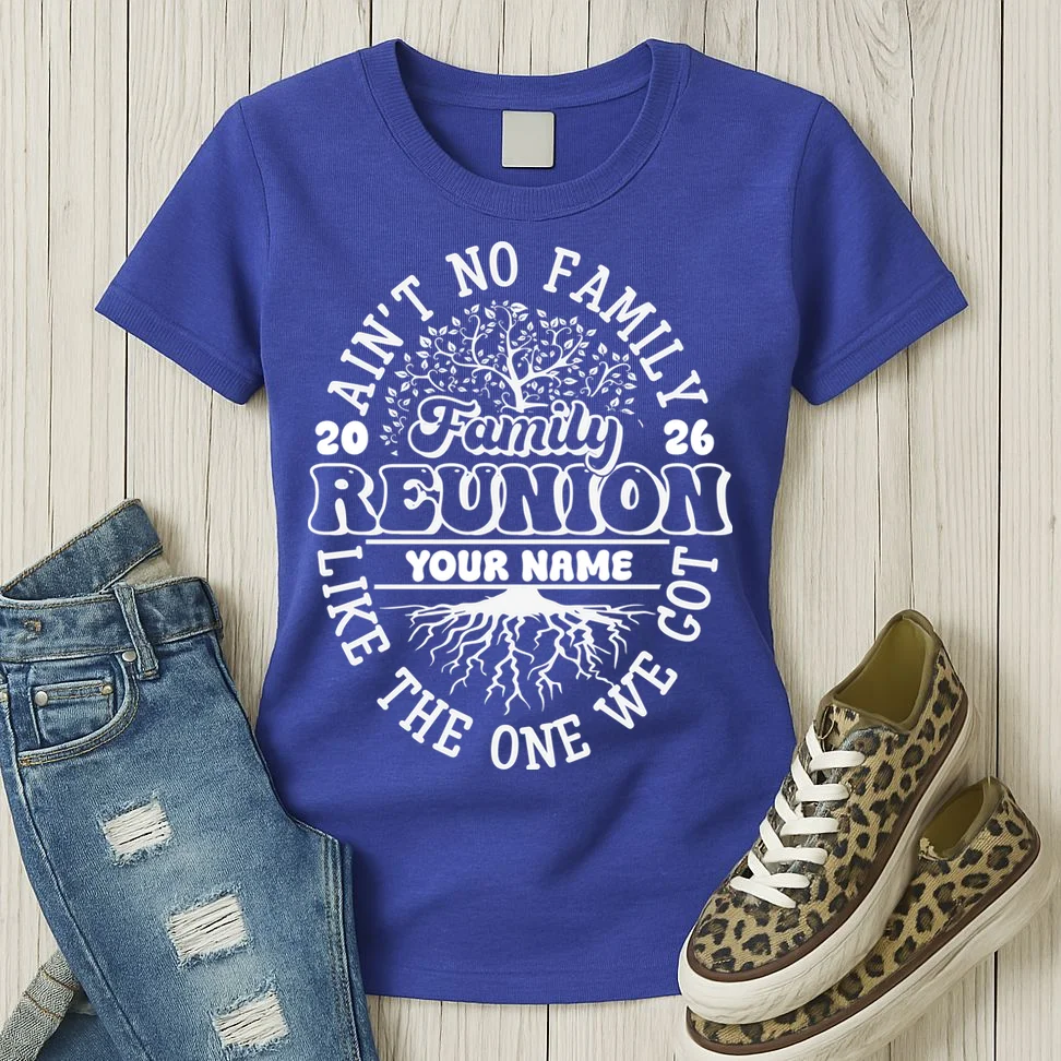 Ain't No Family Like the One We Got Custom Last Name Women's T-Shirt - Front 2