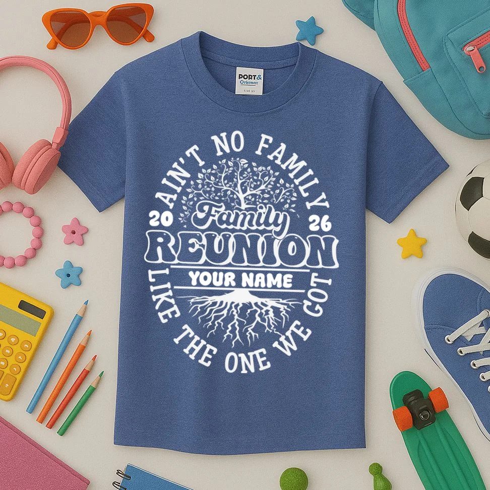 Ain't No Family Like the One We Got Custom Last Name Kids T-Shirt - Front 2