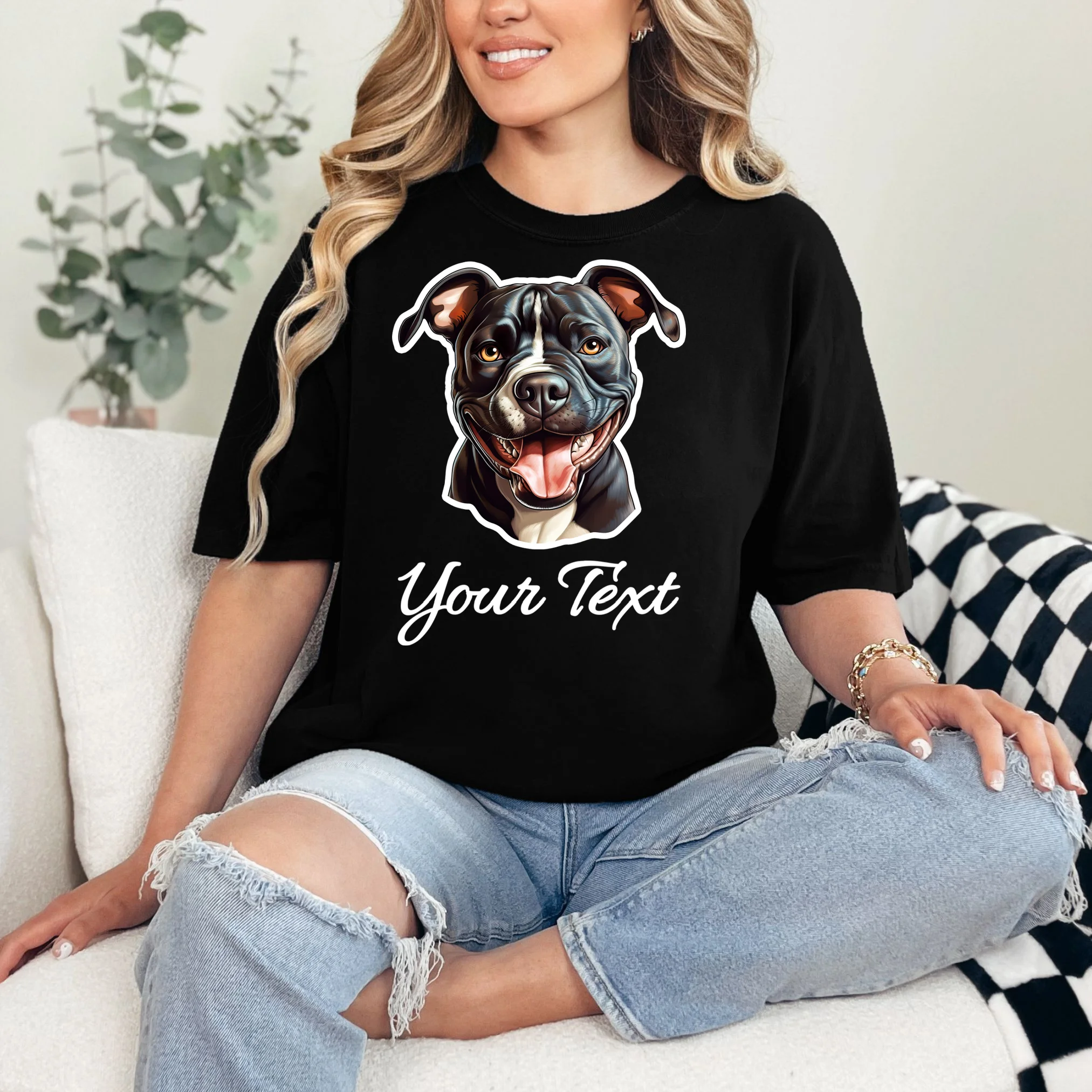 American Pit Bull Terrier Custom Name Personalized Text T-Shirt - Front 1