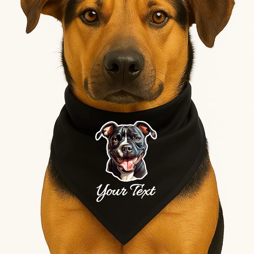 American Pit Bull Terrier Custom Name Personalized Text Dog Bandana - Front 1