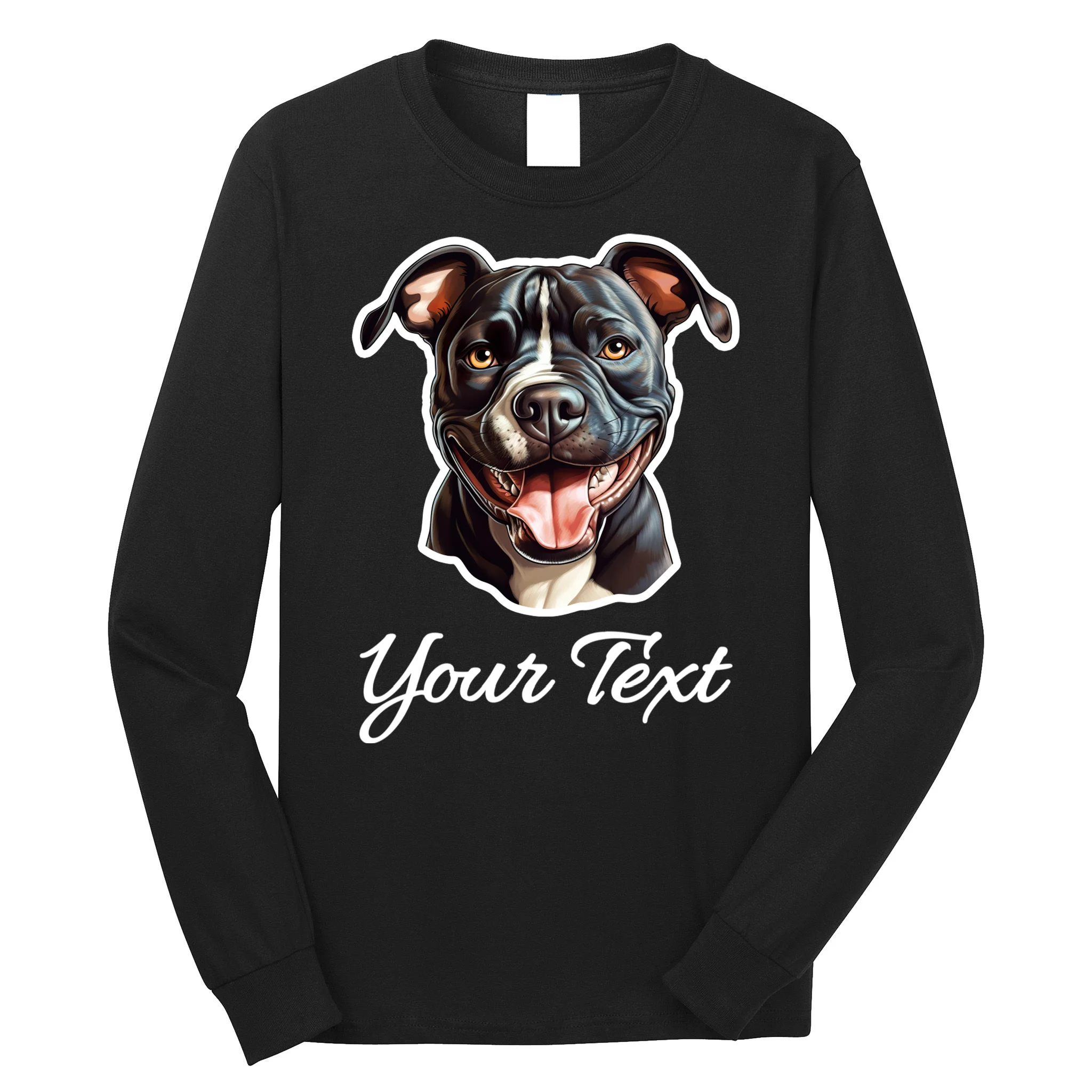 American Pit Bull Terrier Custom Name Personalized Text Men's Long Sleeve Shirt - Front