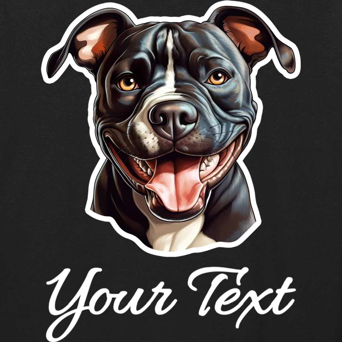 American Pit Bull Terrier Custom Name Personalized Text Men's Long Sleeve Shirt - Front - Close-up