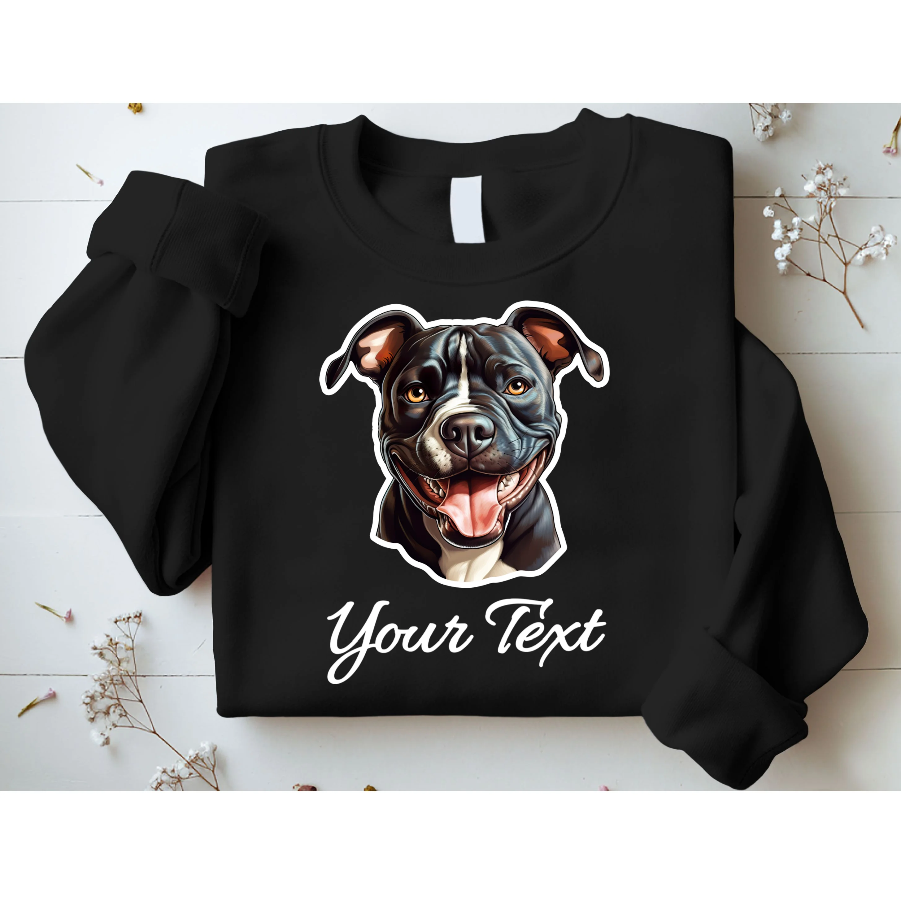 American Pit Bull Terrier Custom Name Personalized Text Sweatshirt - Front 1