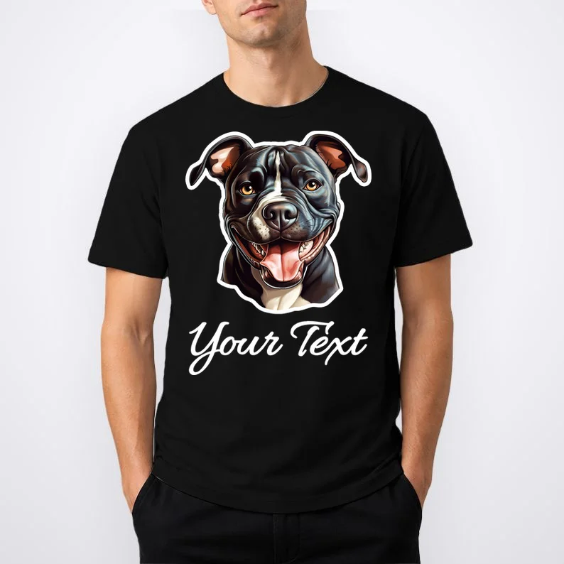 American Pit Bull Terrier Custom Name Personalized Text T-Shirt - Front 1