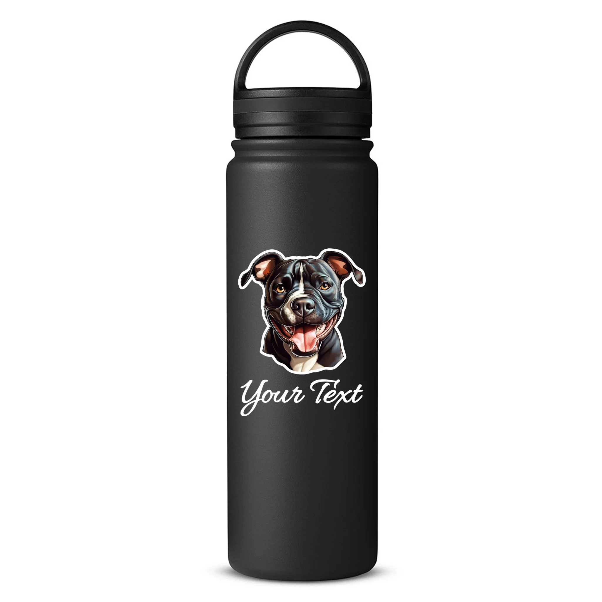 American Pit Bull Terrier Custom Name Personalized Text 24oz Water Bottle - Front