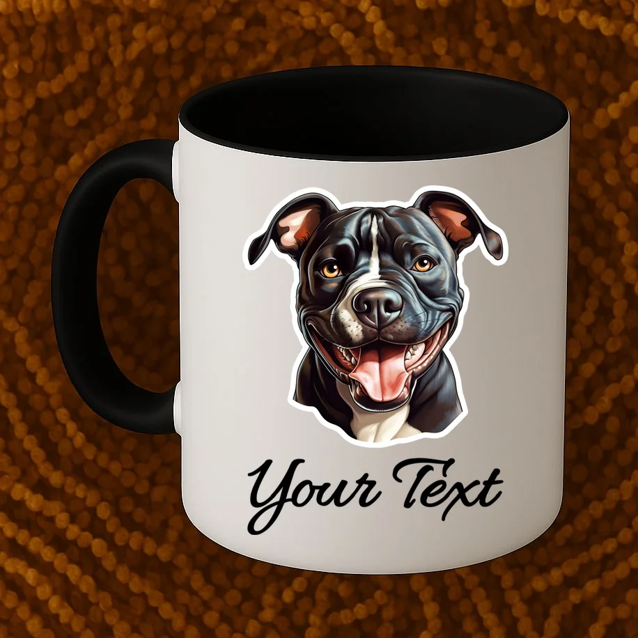 American Pit Bull Terrier Custom Name Personalized Text Coffee Mug - Front 1