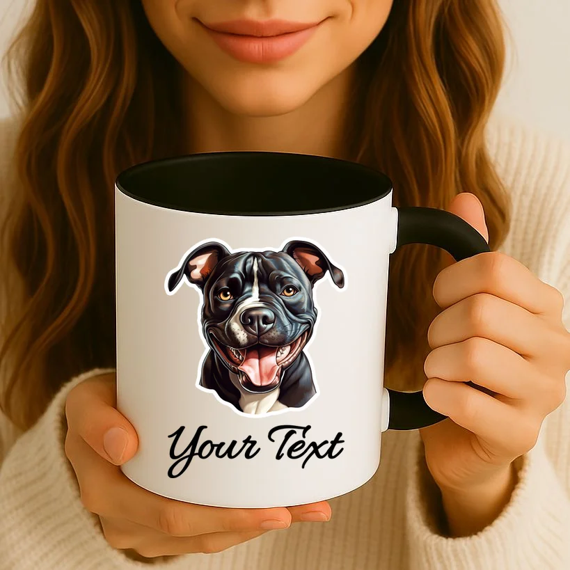 American Pit Bull Terrier Custom Name Personalized Text Coffee Mug - Front 2