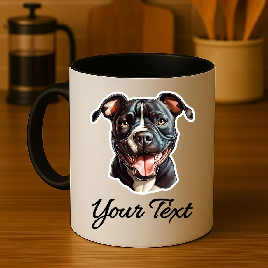 American Pit Bull Terrier Custom Name Personalized Text Coffee Mug - Front 3