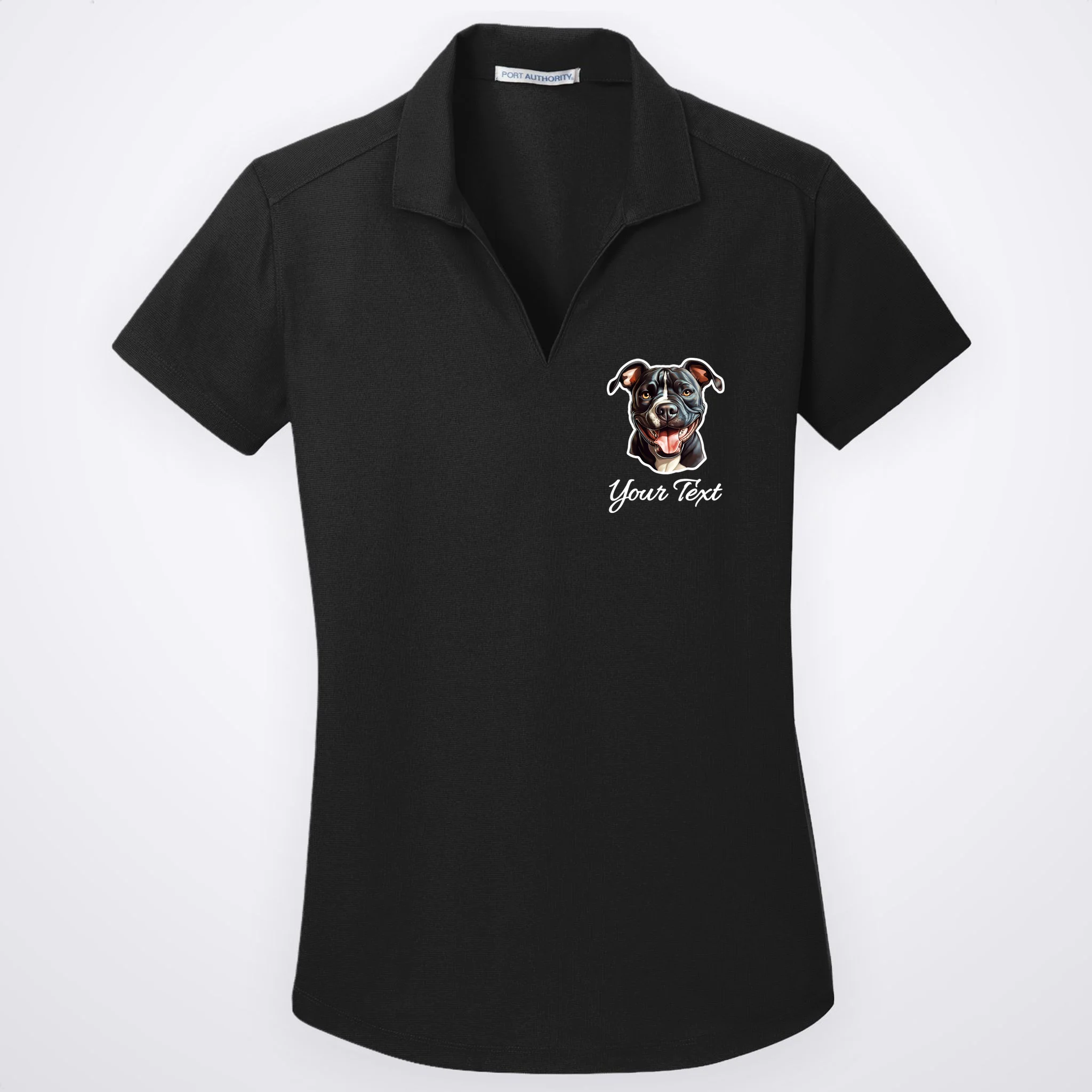 American Pit Bull Terrier Custom Name Personalized Text Women's Polo - Front