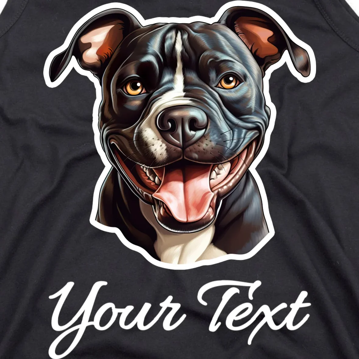 American Pit Bull Terrier Custom Name Personalized Text Men's Tank Top - Front - Close-up