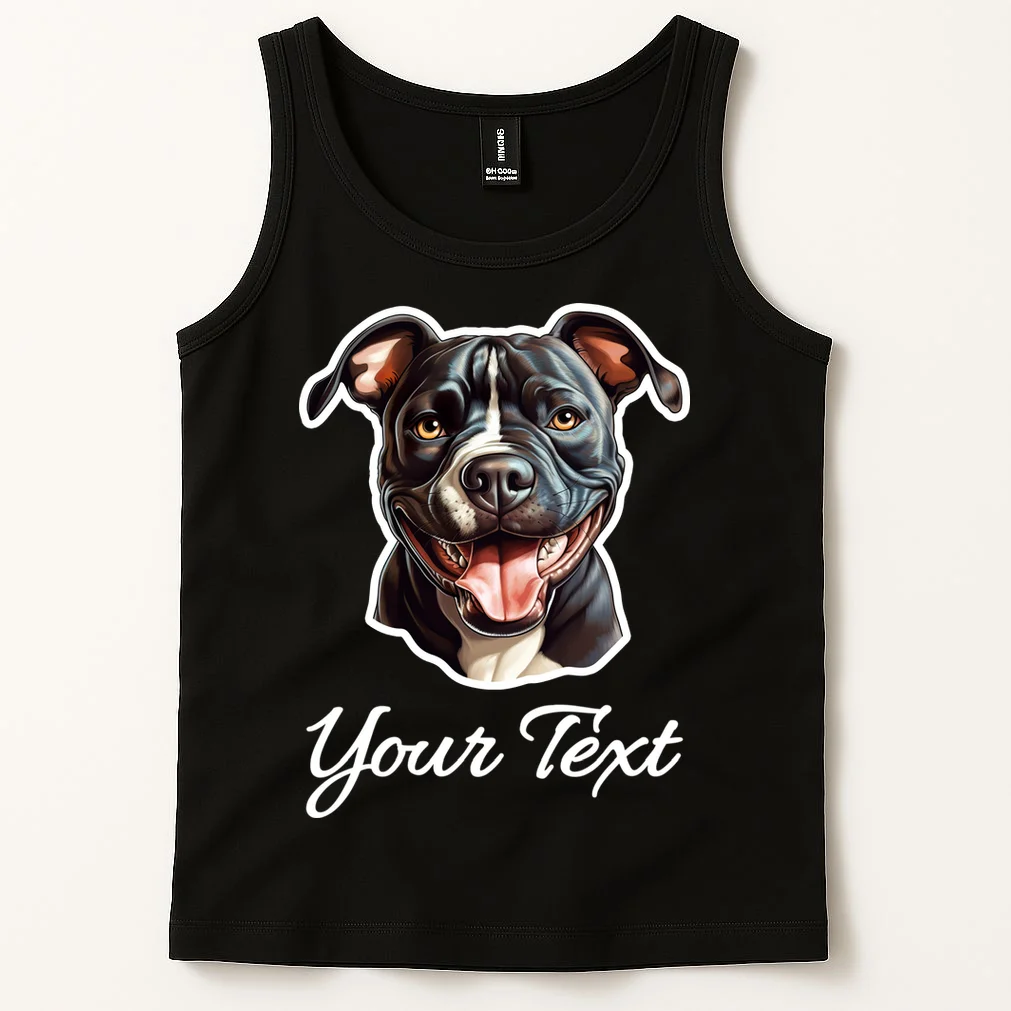 American Pit Bull Terrier Custom Name Personalized Text Tank Top - Front 1