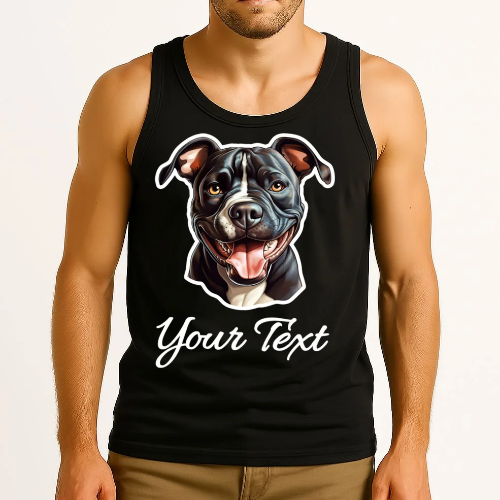 American Pit Bull Terrier Custom Name Personalized Text Tank Top - Front 2