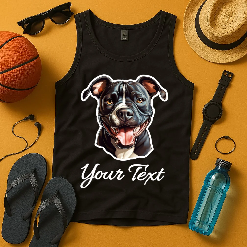 American Pit Bull Terrier Custom Name Personalized Text Tank Top - Front 3