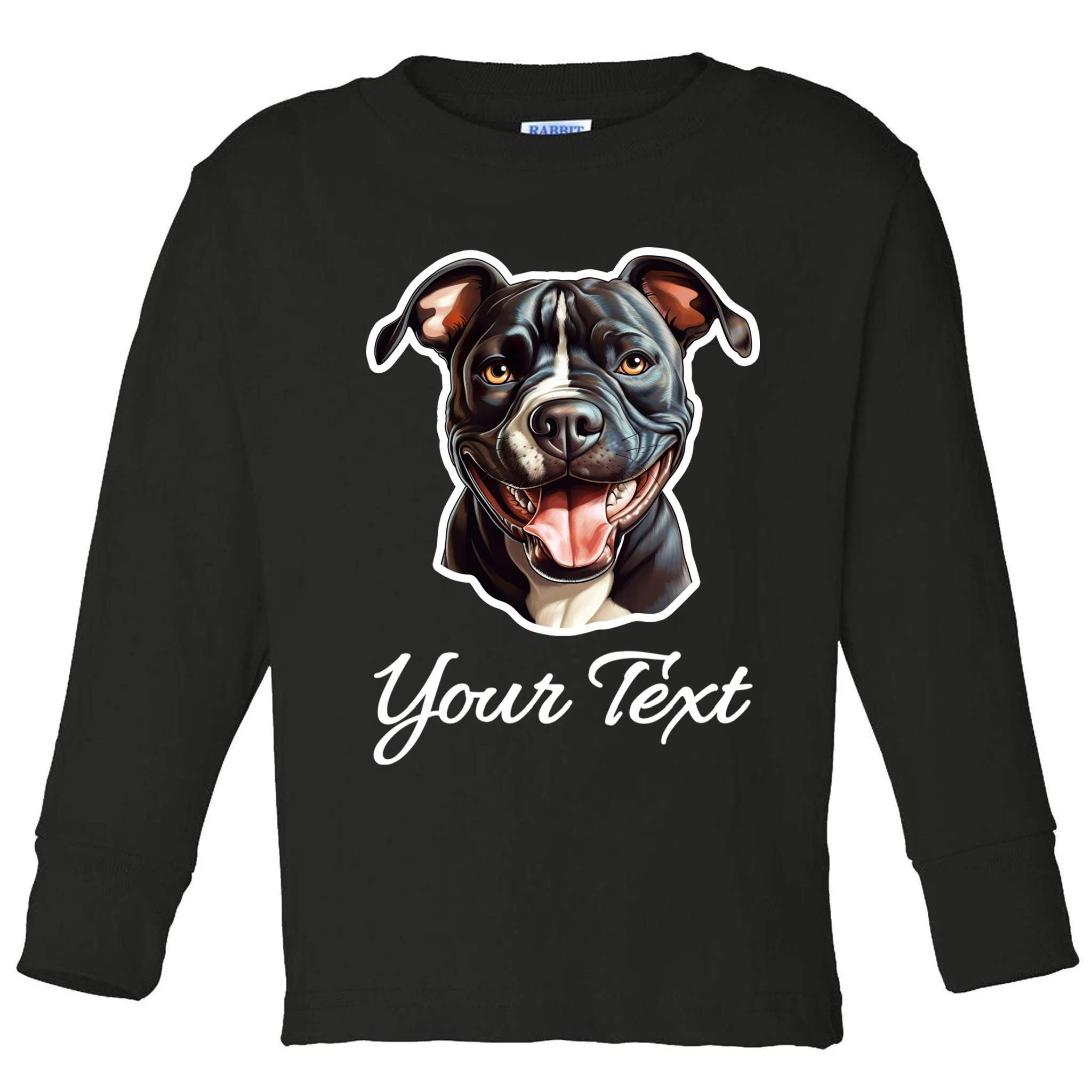 American Pit Bull Terrier Custom Name Personalized Text Toddler Long Sleeve Shirt - Front