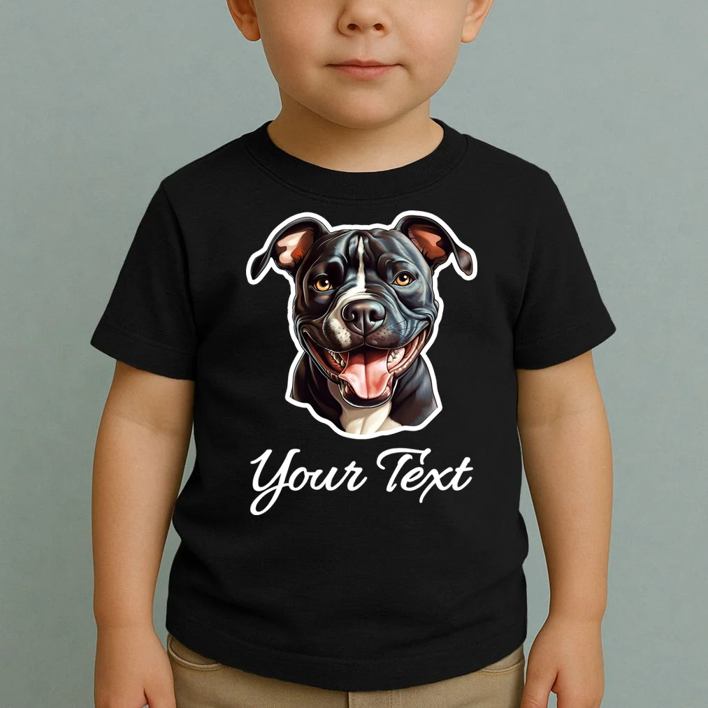American Pit Bull Terrier Custom Name Personalized Text Toddler T-Shirt - Front 1