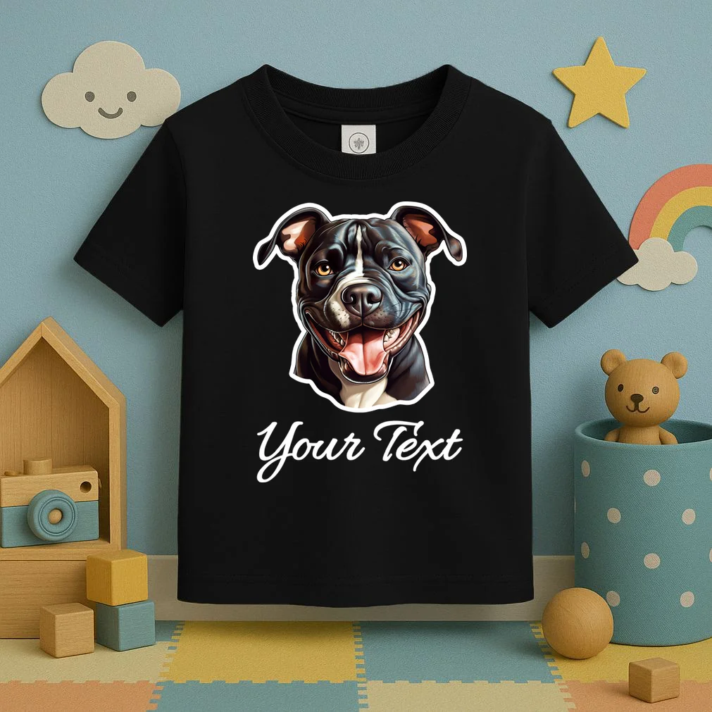 American Pit Bull Terrier Custom Name Personalized Text Toddler T-Shirt - Front 2
