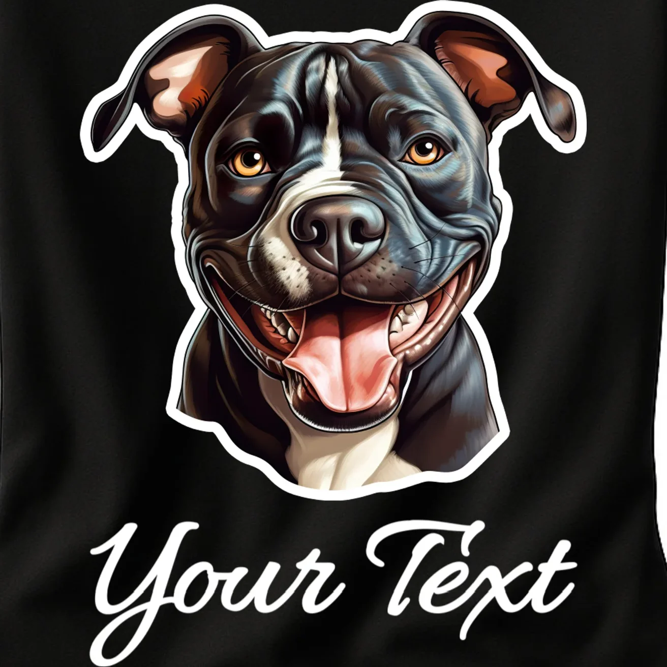 American Pit Bull Terrier Custom Name Personalized Text Women's T-Shirt - Front - Close-up